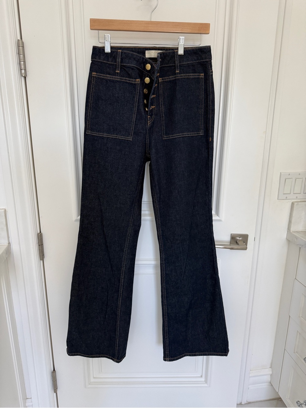 Ulla Johnson The Lou Stretch Jeans -Rise Button-Fly Dark Indigo Women's Jeans